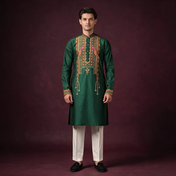 Verdant_Royale_Crest_Jacquard_Kurta_Green