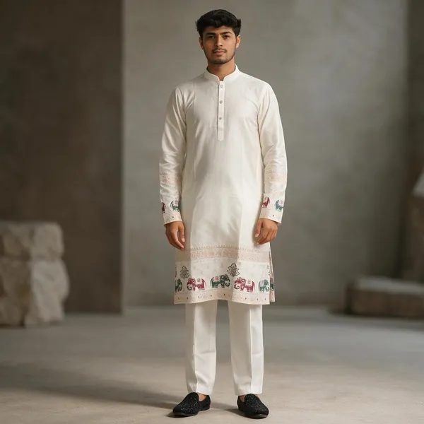 Ivory_Heirloom_Parade_Jacquard_Kurta_White