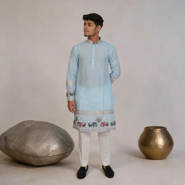 Ivory_Heirloom_Parade_Jacquard_Kurta_Sky_Blue