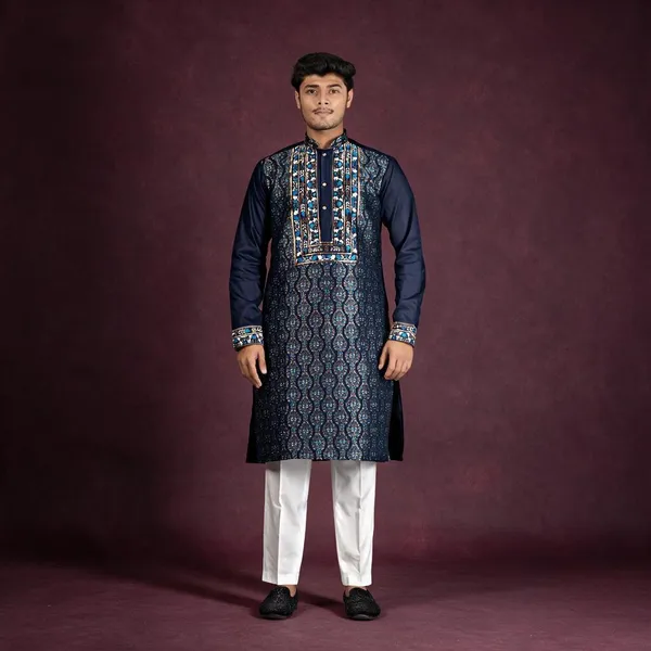 Midnight_Heirloom_Jacquard_Kurta_Blue