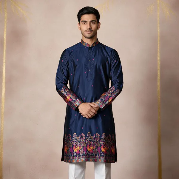 Amaranth_Heirloom_Jacquard_Kurta_Blue