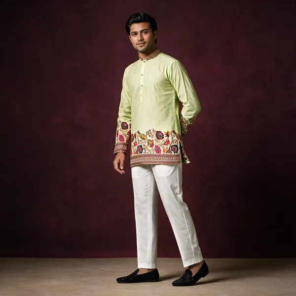 Verdant_Caravan_Heirloom_Jacquard_Kurta_Barf_Green
