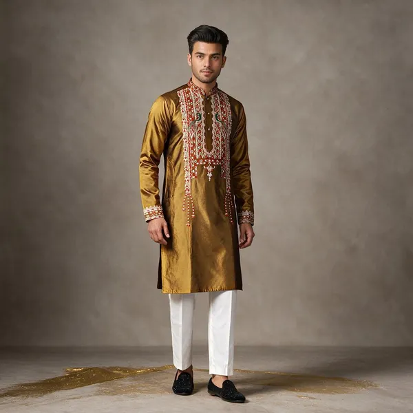 Boss_Heavy_Neck_Designer_Kurta_Brown