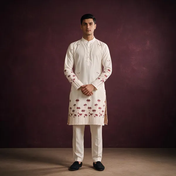 Lotus_Jacquard_Handloom_Kurta