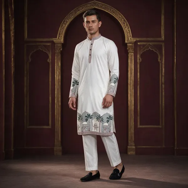 Pleasant_Taj_Jacquard_Woven_Kurta_Green