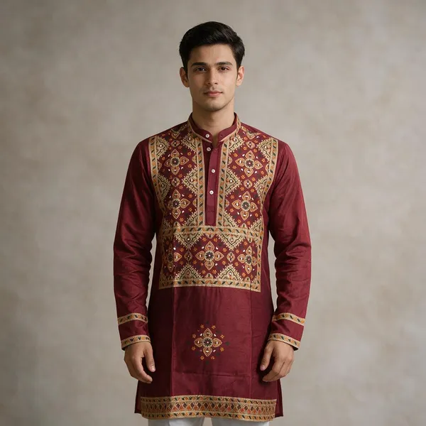 Box_Raja_Mirror_Designer_Kurta_Red