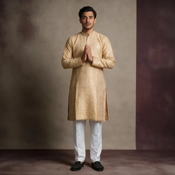 Laxmi_Jacquard_Mirror_Kurta_Beige