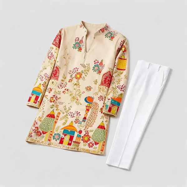 Morr_Vijay_Position_Embrodery_Short_V_Neck_Kurta_Beige