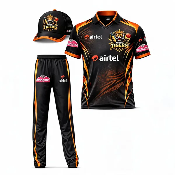 Black_Polyester_And_Spandex_Cricket_Jersey_Set_Sportswear_Set