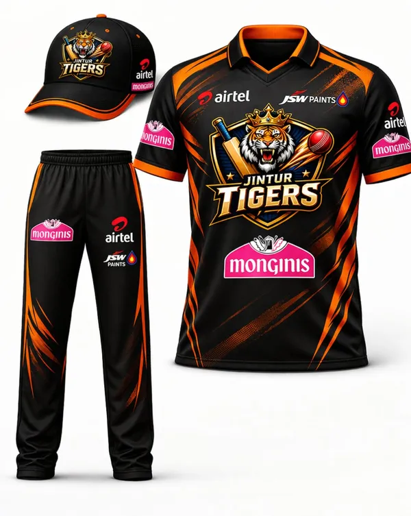 Black_Polyester_And_Spandex_Cricket_Jersey_Set_Sportswear_Set
