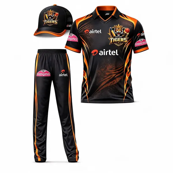 Black_Polyester_And_Spandex_Cricket_Jersey_Set_Sportswear_Set