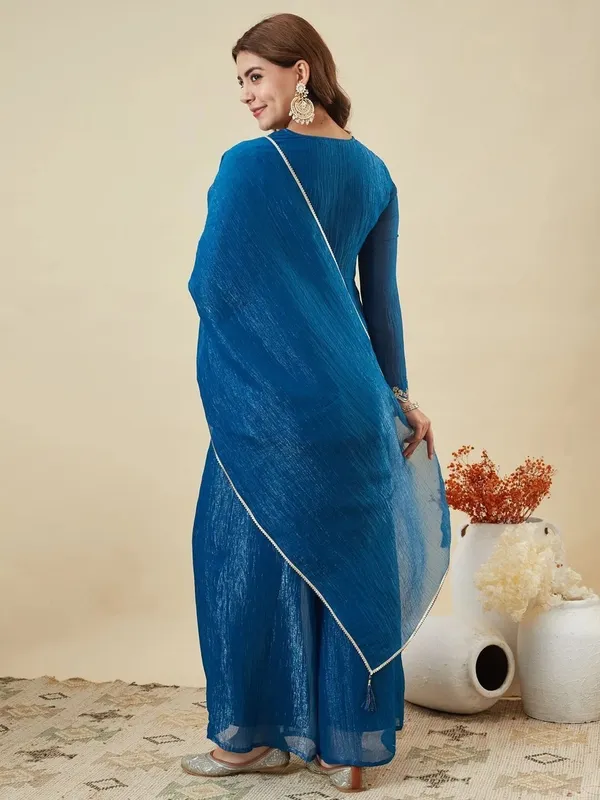 Blue_Ancysilk_Flared_Anarkali_Suit_Set_For_Women