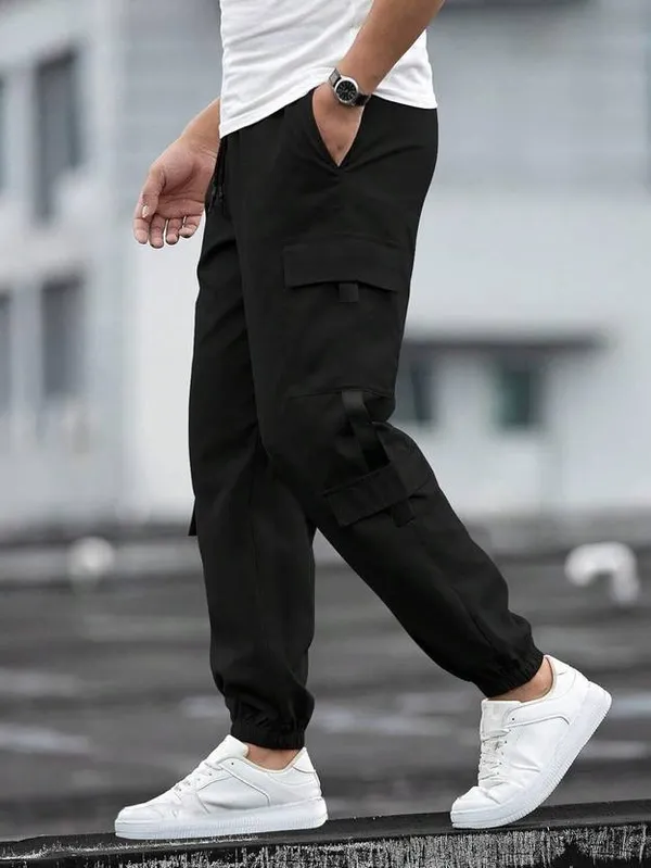 Black_Lycra_Relaxed_Cargo_Jogger_Pants_For_Men