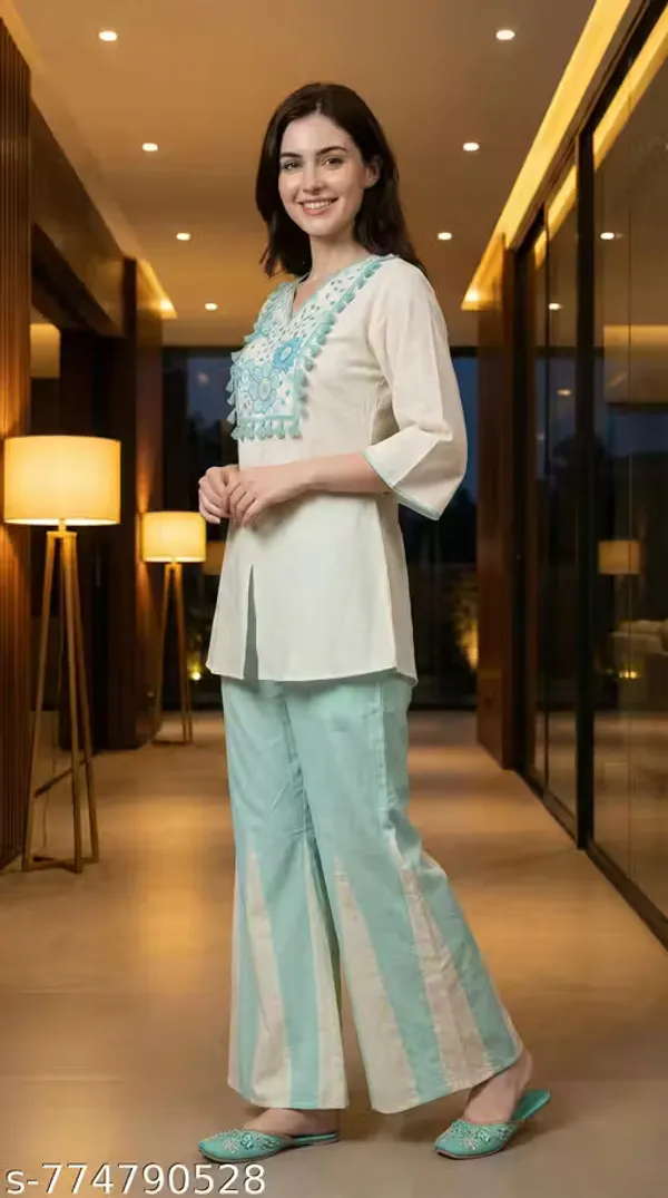 Cream_Khadi_Cotton_Straight_Embroidered_Kurta_Set_For_Women