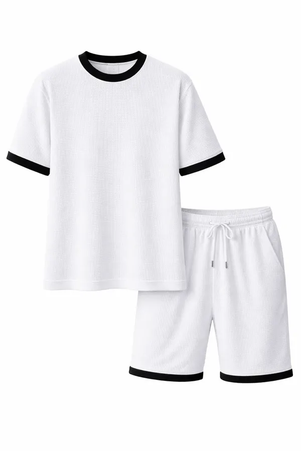 White_Lycra_Relaxed_Fit_T-Shirt_Shorts_Set_For_Women