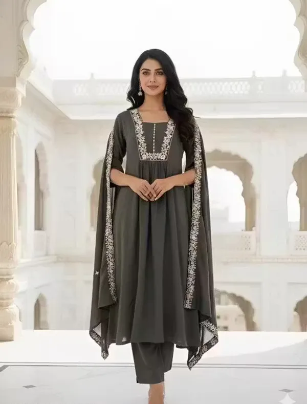 Grey_Silk_Flared_Embroidered_Anarkali_Kurta_Set_For_Women