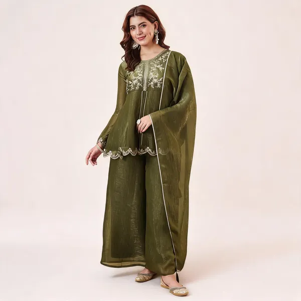 Olive_Green_Ancy_Silk_Straight_Embroidered_Salwar_Suit_For_Women