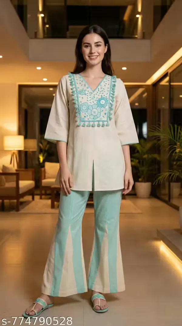 Cream_Khadi_Cotton_Straight_Embroidered_Kurta_Set_For_Women