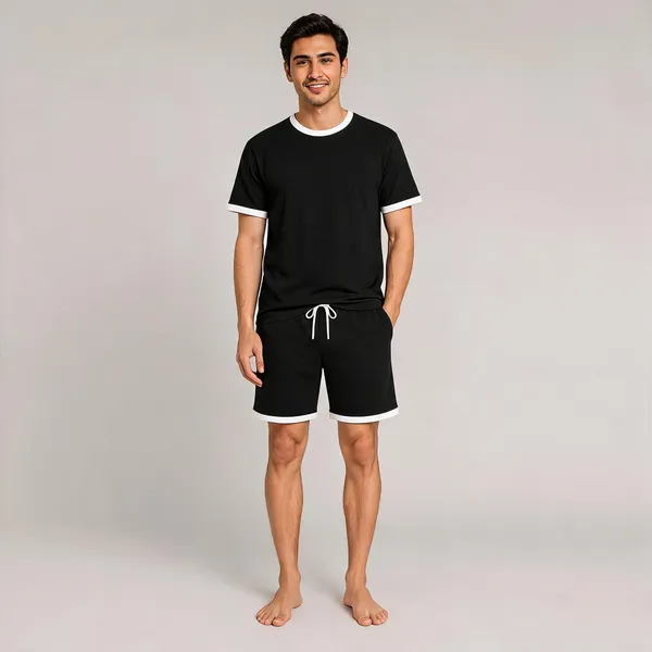 Black_Lycra_Relaxed_Fit_T-Shirt_Shorts_Set_For_Men