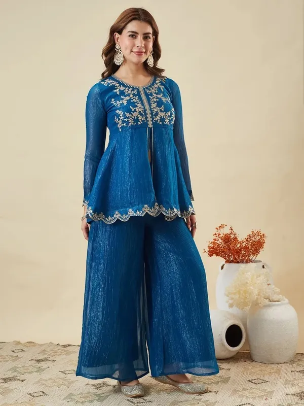 Blue_Ancysilk_Flared_Anarkali_Suit_Set_For_Women
