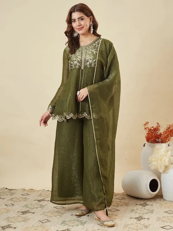 Olive_Green_Ancy_Silk_Straight_Embroidered_Salwar_Suit_For_Women