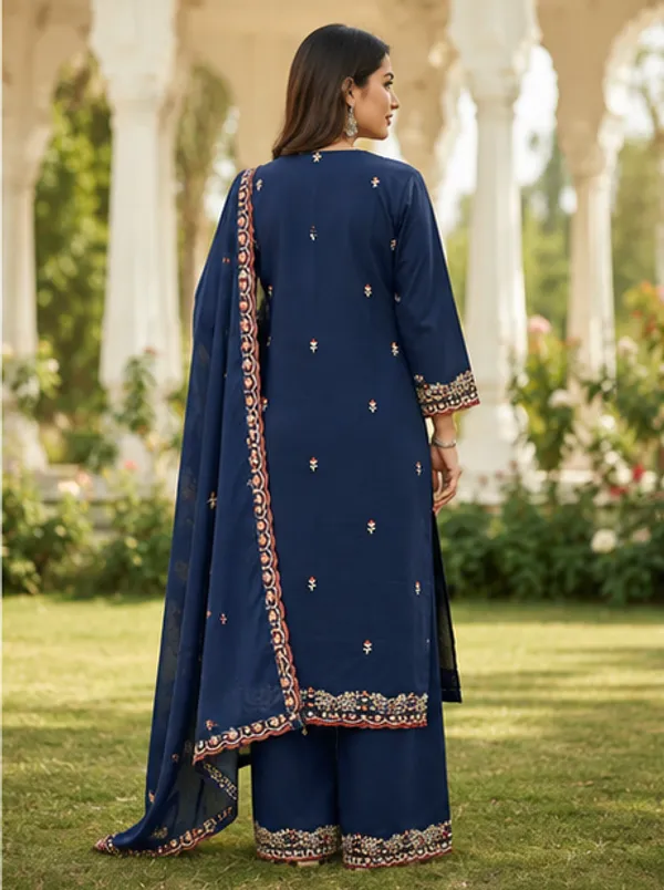 Navy_Blue_Chanderi_Silk_Straight_Embroidered_Ethnic_Suit_Set_For_Women