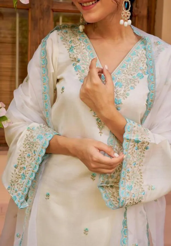 White_Chanderi_Silk_Straight_Embroidered_Kurta_Set_For_Women