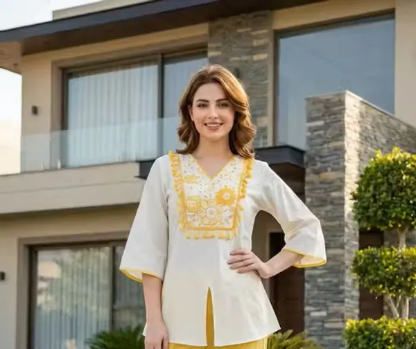 Cream_Khadi_Cotton_Straight_Embroidered_Kurta_For_Women
