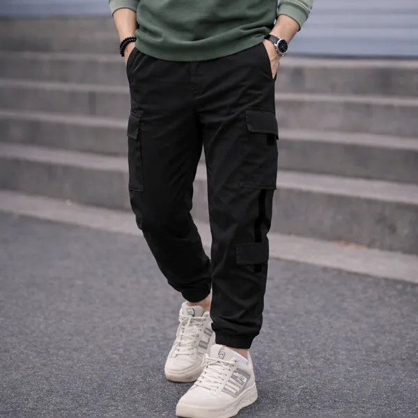 Black_Lycra_Relaxed_Cargo_Jogger_Pants_For_Men