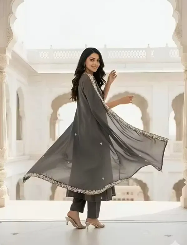Grey_Silk_Flared_Embroidered_Anarkali_Kurta_Set_For_Women