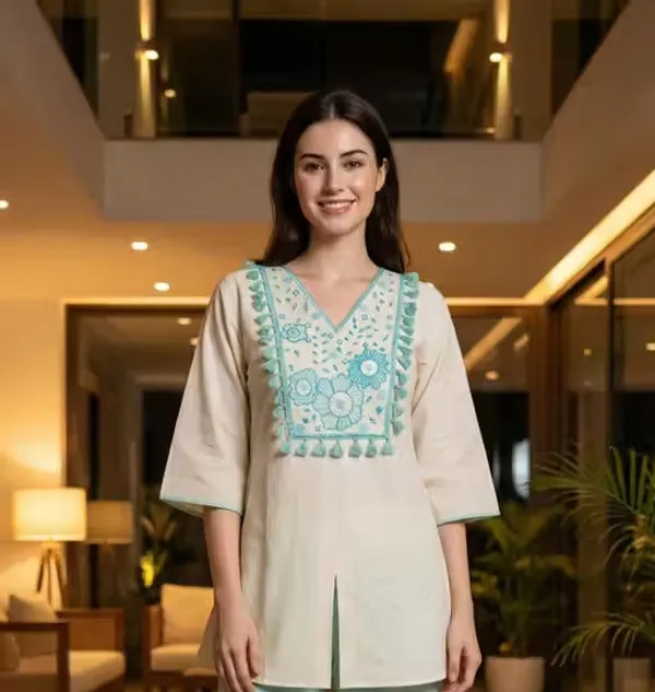 Cream_Khadi_Cotton_Straight_Embroidered_Kurta_For_Women