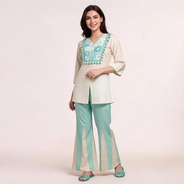 Cream_Khadi_Cotton_Straight_Embroidered_Kurta_Set_For_Women