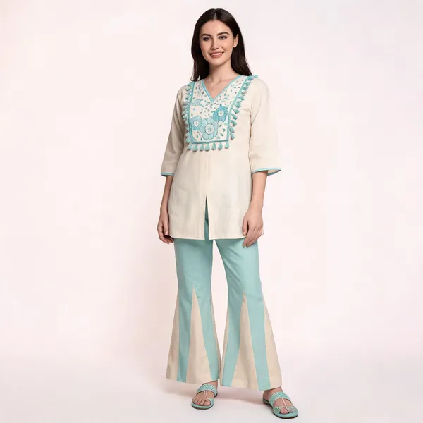 Cream_Khadi_Cotton_Straight_Embroidered_Kurta_Set_For_Women