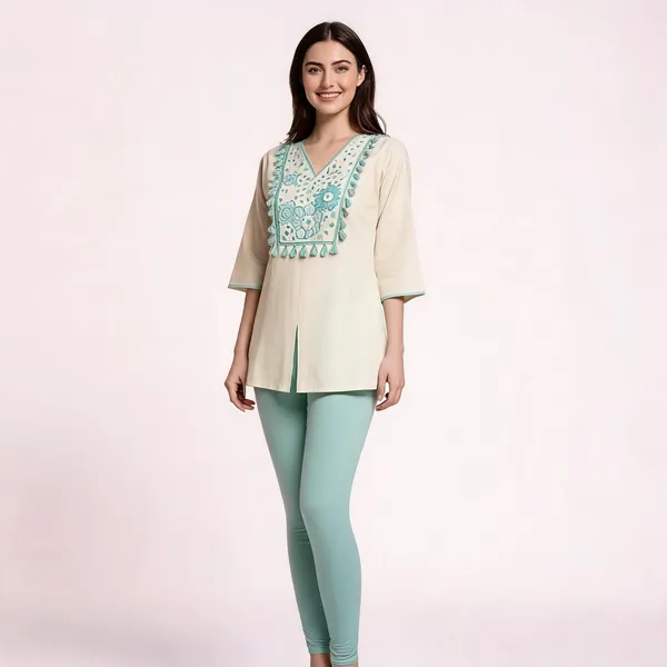 Cream_Khadi_Cotton_Straight_Embroidered_Kurta_For_Women