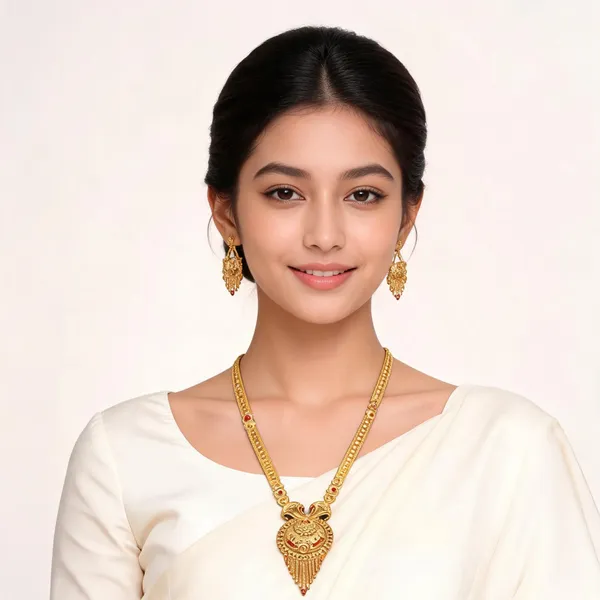 Gold_Micro_Gold_Pendant_Necklace_And_Earrings_Set_For_Women