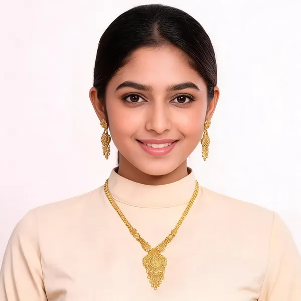 Gold_Micro_Gold_Traditional_Necklace_Set_With_Earrings_For_Women