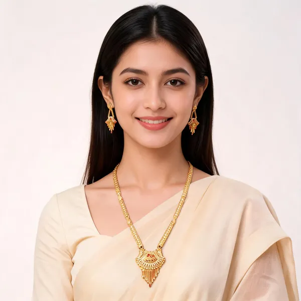 Gold_Micro_Gold_Necklace_And_Earrings_Set_For_Women