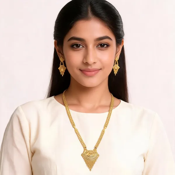 Gold_Micro_Gold_Necklace_And_Earring_Set_For_Women