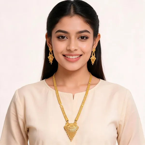 Gold_Micro_Gold_Necklace_And_Earring_Set_For_Women