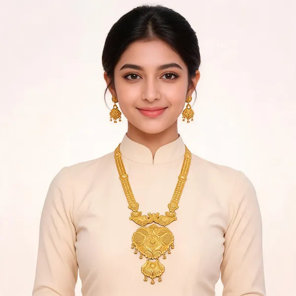 Gold_Micro_Gold_Traditional_Long_Necklace_And_Earrings_Set_For_Women