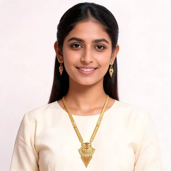 Gold_Micro_Gold_Pendant_Necklace_And_Earrings_Set_For_Women