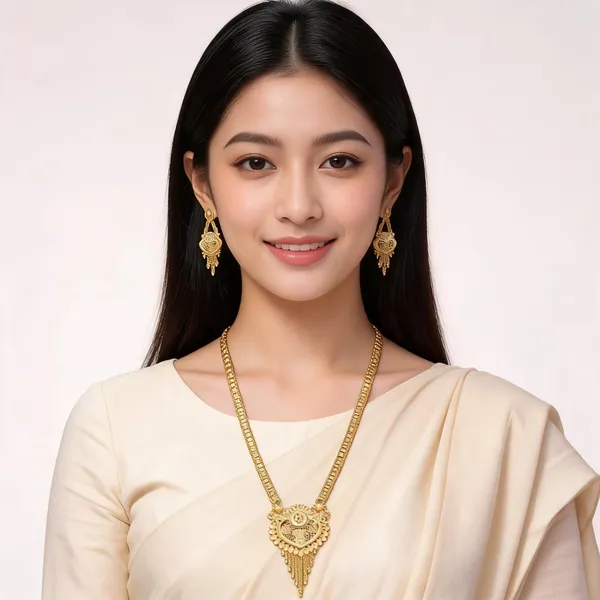 Gold_Micro_Gold_Traditional_Necklace_And_Earrings_Set_For_Women