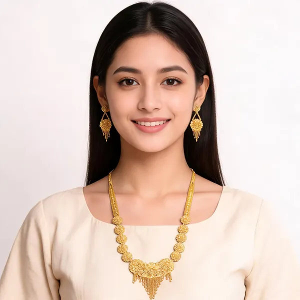 Gold_Micro_Gold_Floral_Necklace_Set_With_Earrings_For_Women