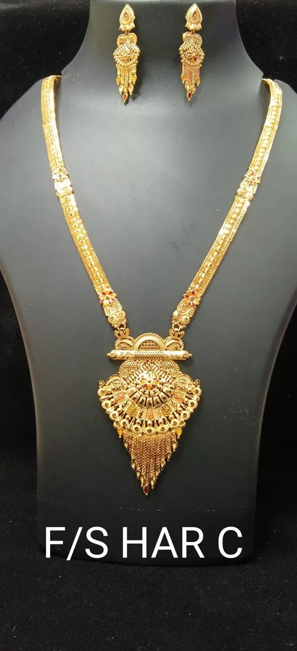 Gold_Micro_Gold_Traditional_Necklace_And_Earrings_Set_For_Women