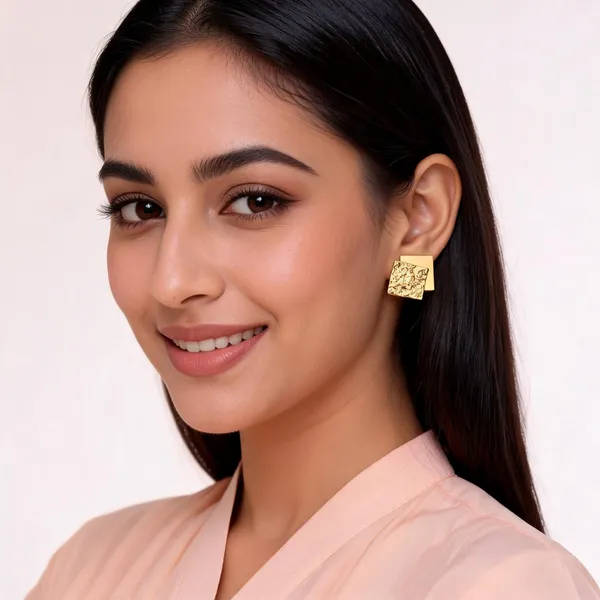 Gold_Tone_Textured_Square_Earrings_for_Women