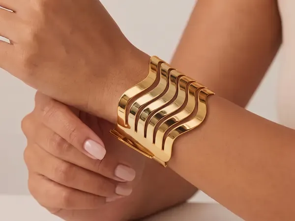 Gold_And_Silver_Metal_Wave_Bracelet_for_Women