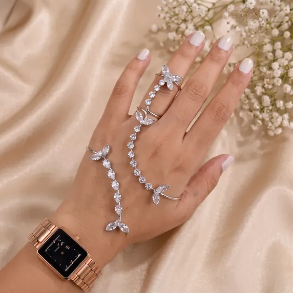 Silver-Tone_Crystal_Floral_Palm_Cuff_for_Women