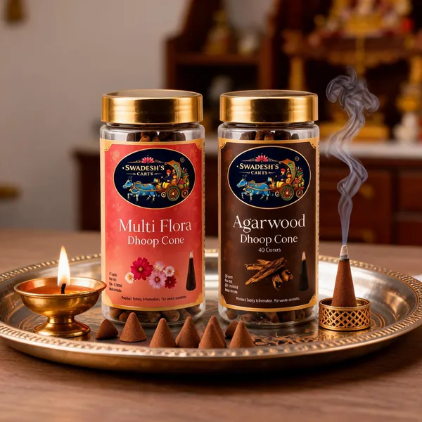 Swadesh's_Carts_Premium_Dhoop_Cone_Combo_Pack_|_Multiflora,_Agarwood_(Oud)_Fragrances_|_Long_Lasting_Natural_Incense_Cones_|_Charcoal_Free_|_Handcrafted_|_For_Pooja,_Meditation,_Yoga,_Temple_&_Home_Fragrance