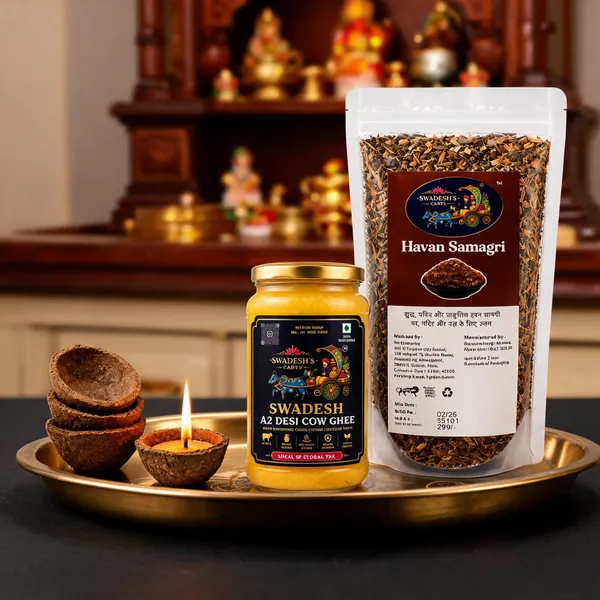 Swadesh's_Carts_Hawan_Kit_Combo_|_Hawan_Samagri,_Gir_Cow_Dung_Diyas_(Kodiya)_&_A2_Gir_Cow_Ghee_250g_|_Natural_Havan_Pooja_Essentials_|_For_Yagya,_Temple,_Diwali_&_Home_Worship
