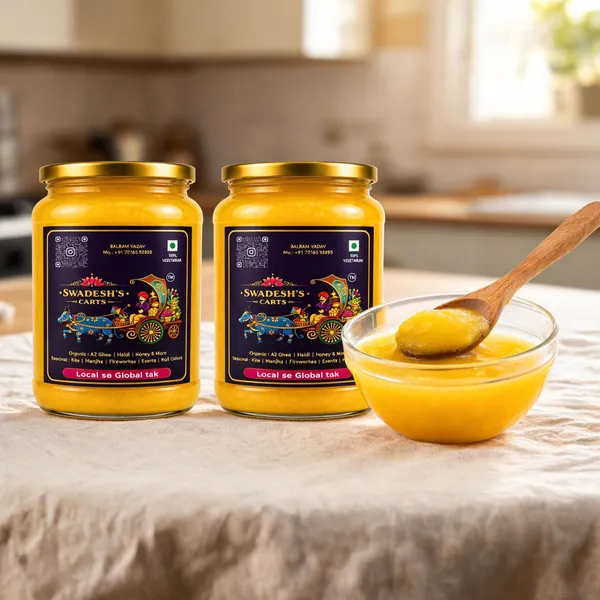 Swadesh's_Carts_A2_Desi_Cow_Ghee_Lab_Tested_|_500g_x_2_Jar_|_Bilona_Method_|_Pure_Desi_Ghee_|_Made_from_A2_Milk_|_Natural_&_Preservative_Free